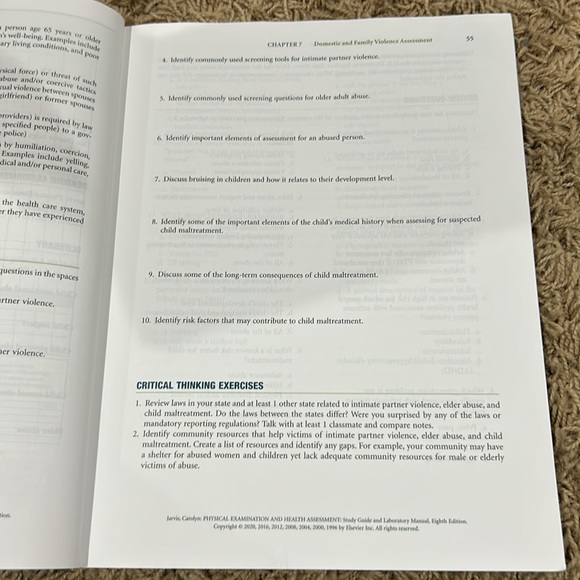 Other Jarvis Physical Examination And Health Assessment Study Guide And Lab Manual Poshmark